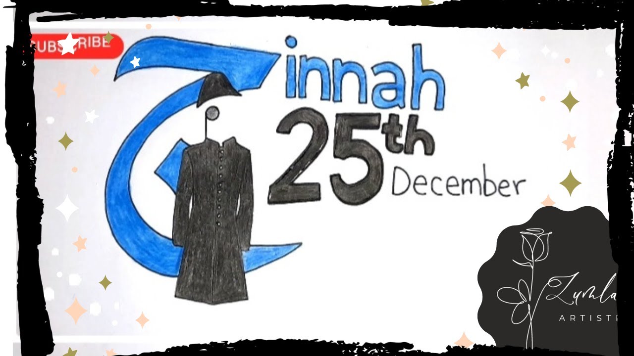 Quaid-e-Azam Day Drawing in Just 5 Minutes | Quaid Day Poster Art