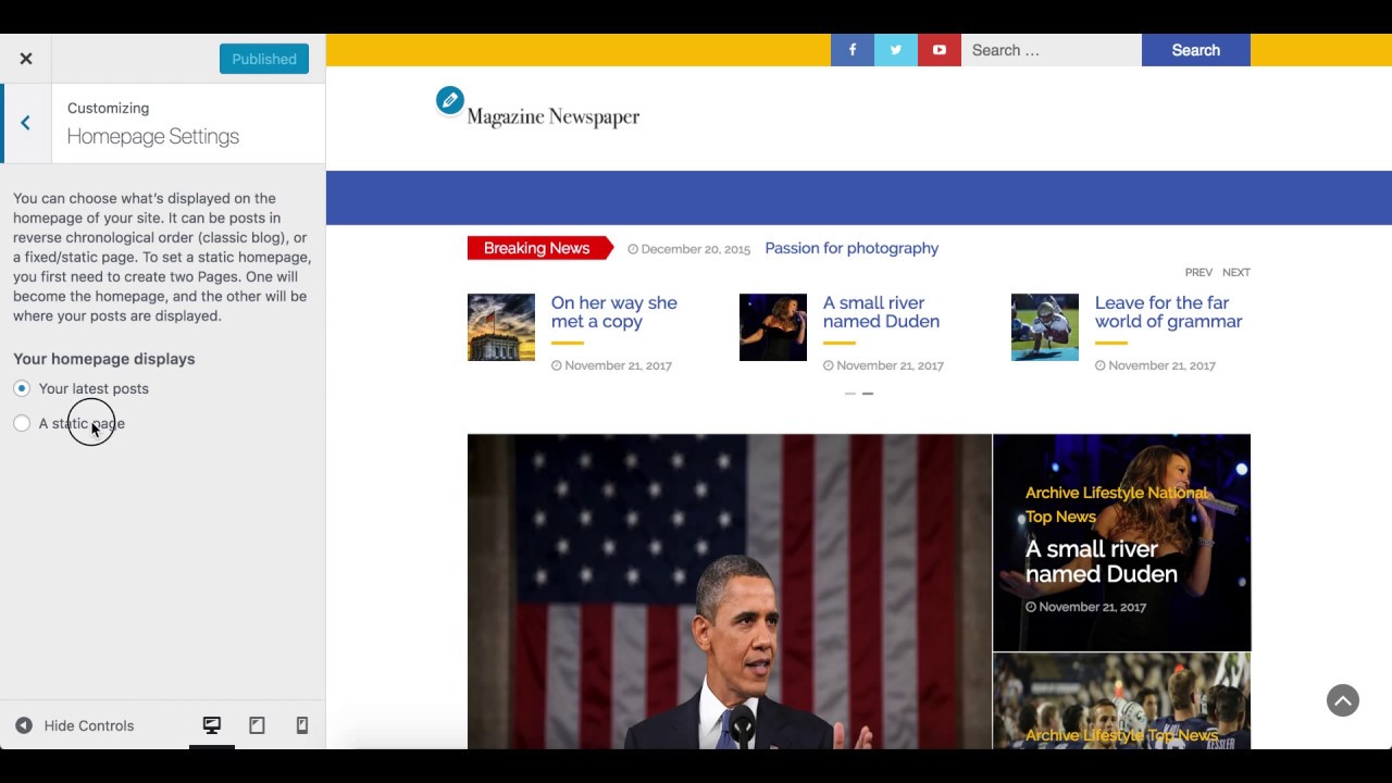 How to Create a Static Homepage in Magazine Newspaper WordPress Theme