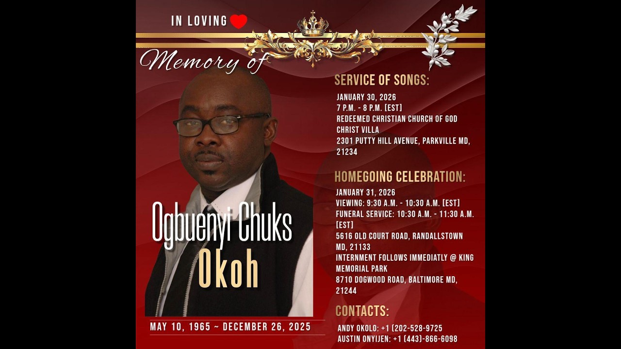 SERVICE OF SONGS AND FUNERAL SERVICE IN HONOR OF OGBUENYI CHUKS OKOH