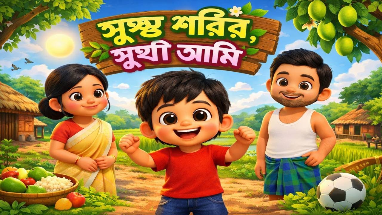 সুস্থ শরীর, সুখী আমি | Healthy Body, Happy Me | শিশুদের জন্য 3D কার্টুন গান | Healthy Body Kids Song