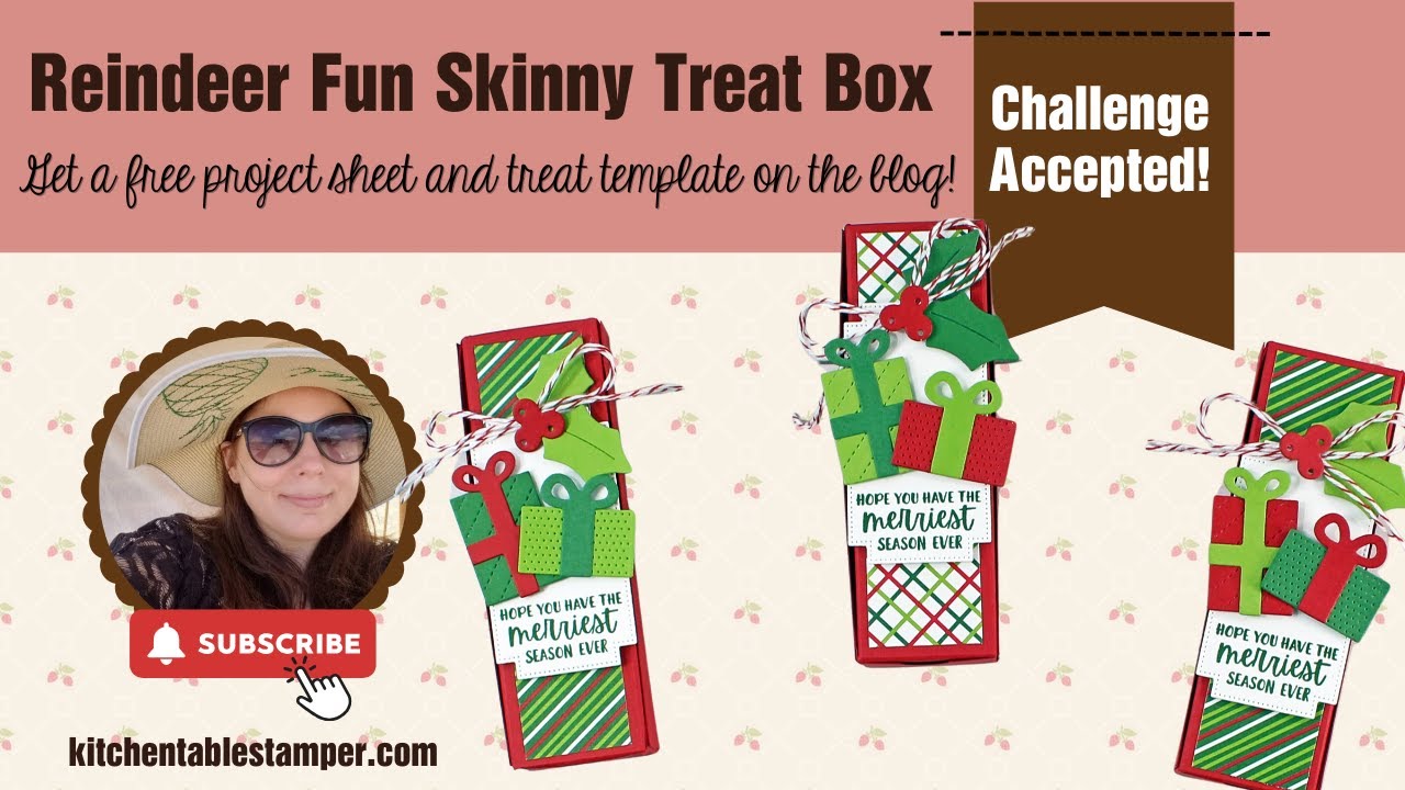 How to make a Reindeer Fun Skinny Treat Box for Dollar Tree Marshmallow with Kitchen Table Stamper