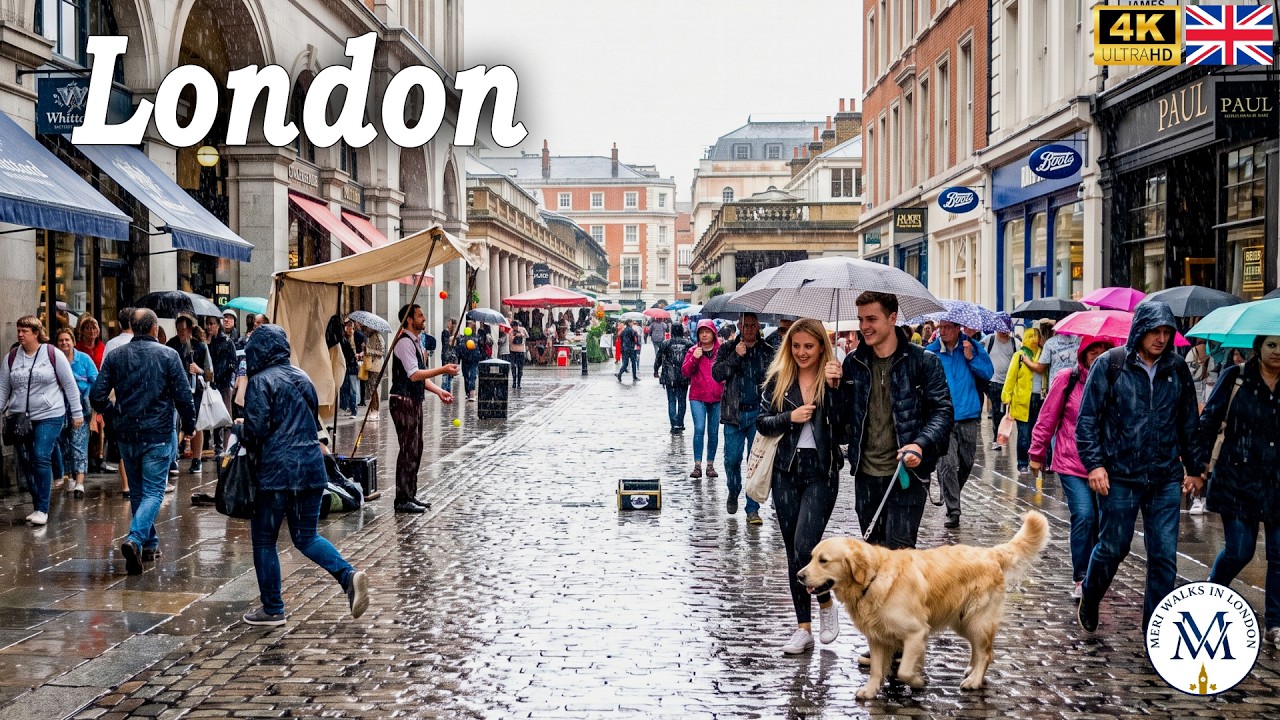 🇬🇧 LONDON WALK 4K 🔥 How London Comes to Life When it Starts Raining ☔ Amazing Day Walk 😍 True 4K