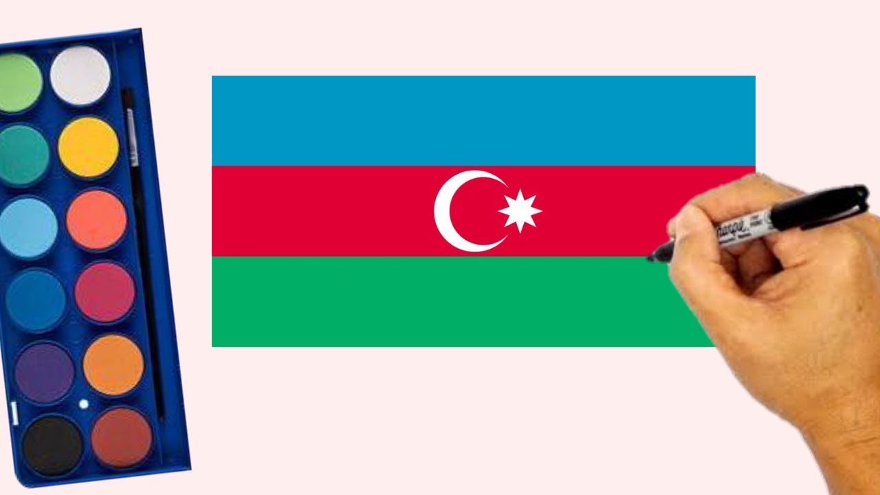 Drawing Azerbaijan flag | How to draw National flag of Azerbaijan