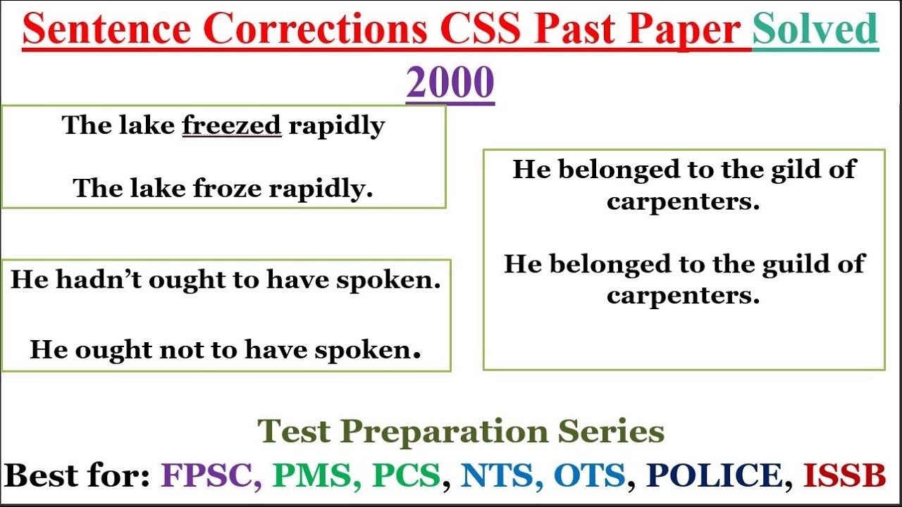 Sentence Correction: CSS Past Papers Solved 2000