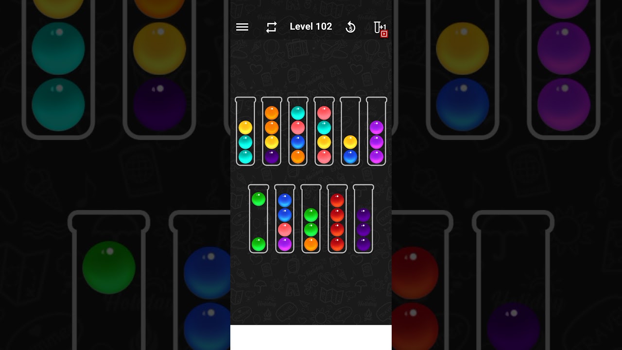 Level 102 of Ball Sort Color Water Puzzle