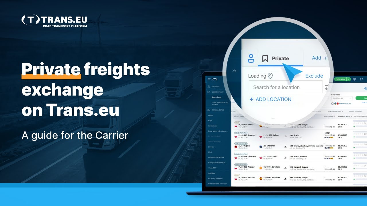 Private freight exchange on Trans.eu - a guide for the Carrier