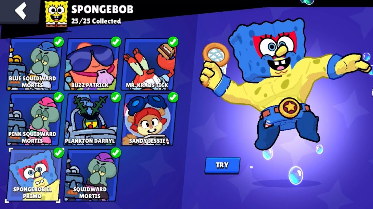 All my SpongeBob Stuff in Brawl Stars (All Skins)