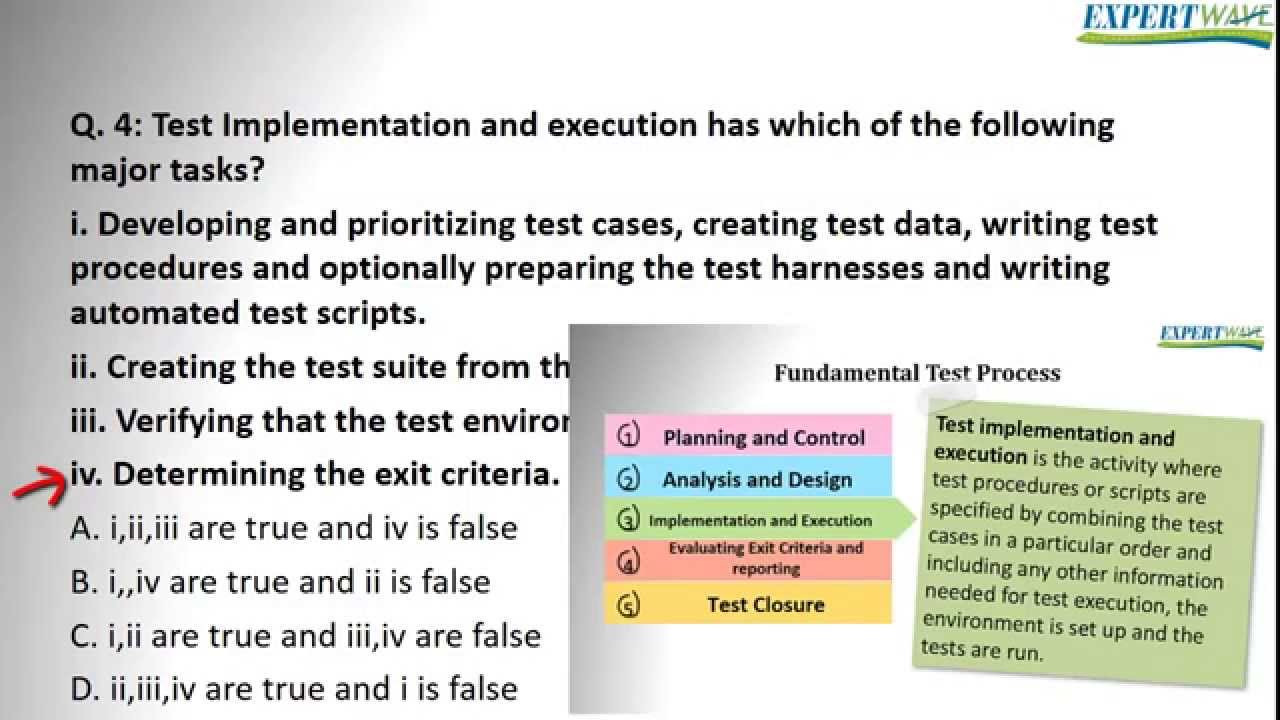ISTQB Fundation answers to exam questions 4 to 7