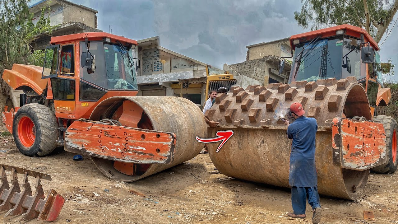 Repairing Of Dynapac Sheep Foot Road Roller | Installation Process Of Dynapac Sheep Foot Road Roller