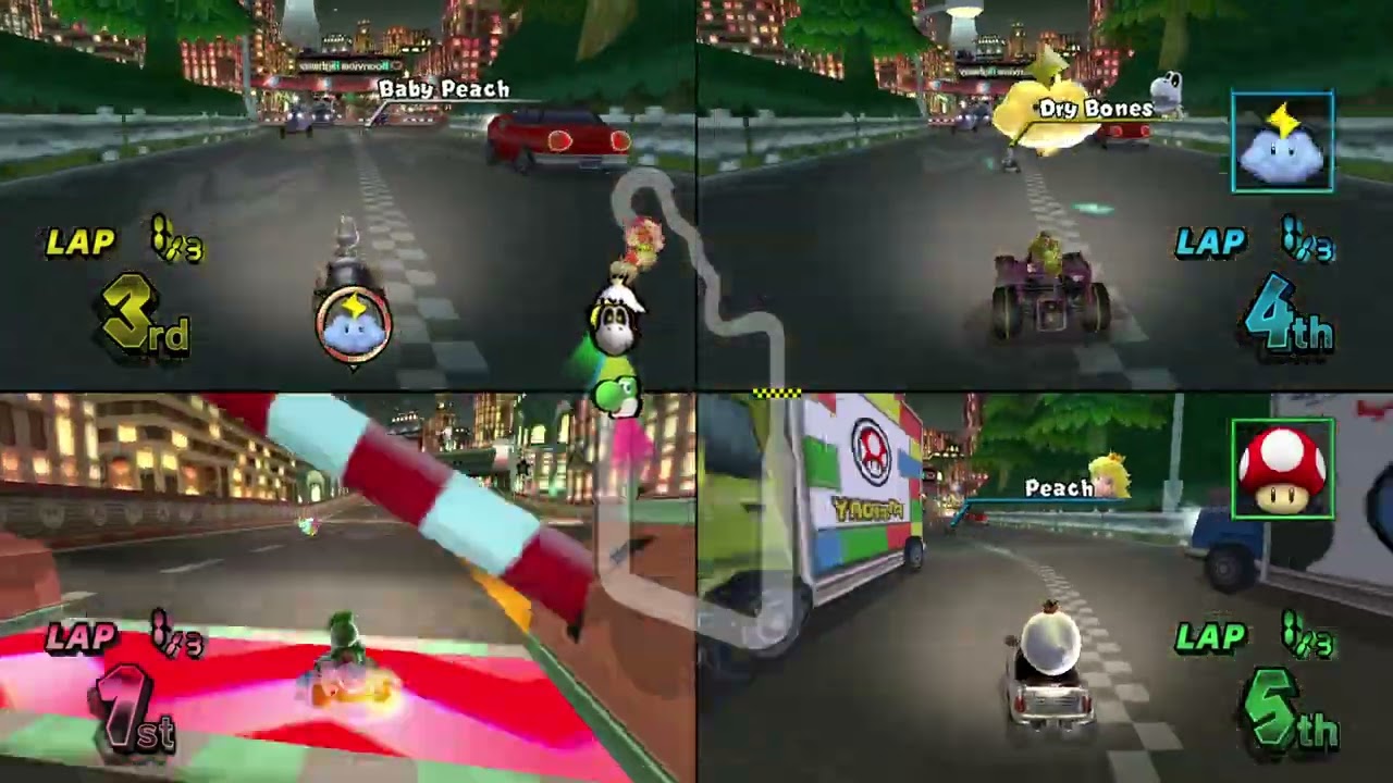 Mario Kart Wii ✦ 4 Players #643 (3 Tracks) Mirror