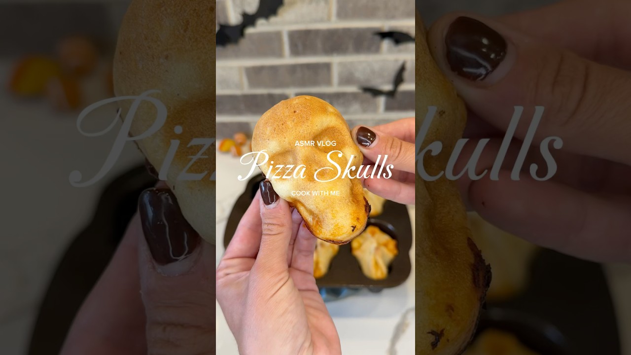Spooky pizza skulls were an absolute hit & super easy to make 💀 #pizzaskulls #cookwithme #asmrvlog