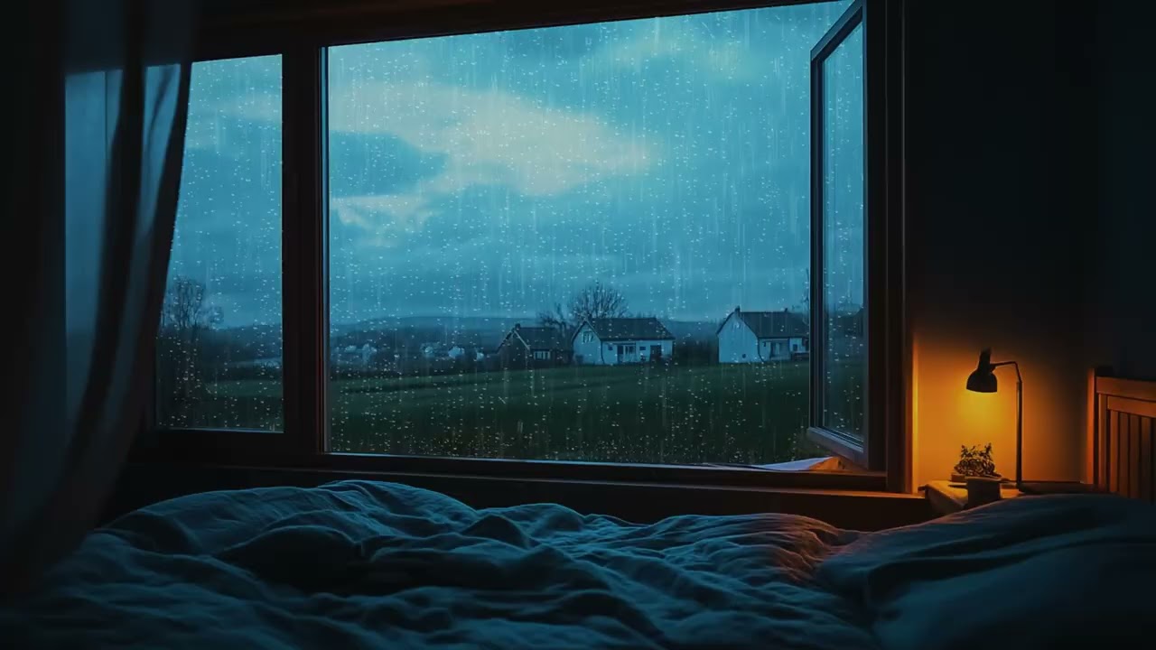 Soft Blue Hour Rain from a Cozy Backyard 🌧️ Relaxing Rain Ambience for Deep Sleep