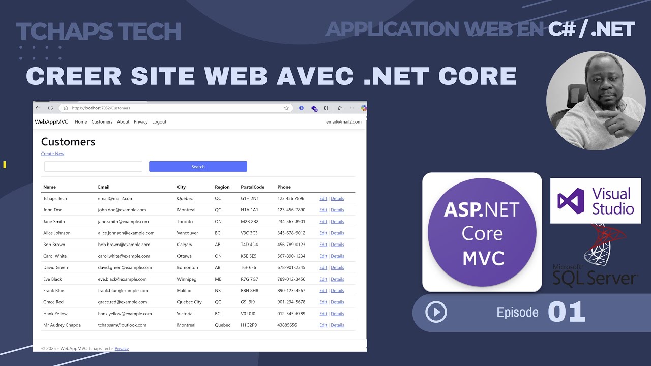 Créer un site web en C#, ASP.NET Core , SQL, et EF Core avec Visual Studio | ASP.NET Core MVC ep-01
