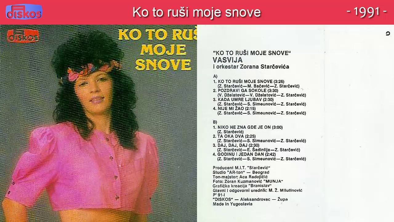 Vasvija - Ko to rusi moje snove - (Audio 1991)