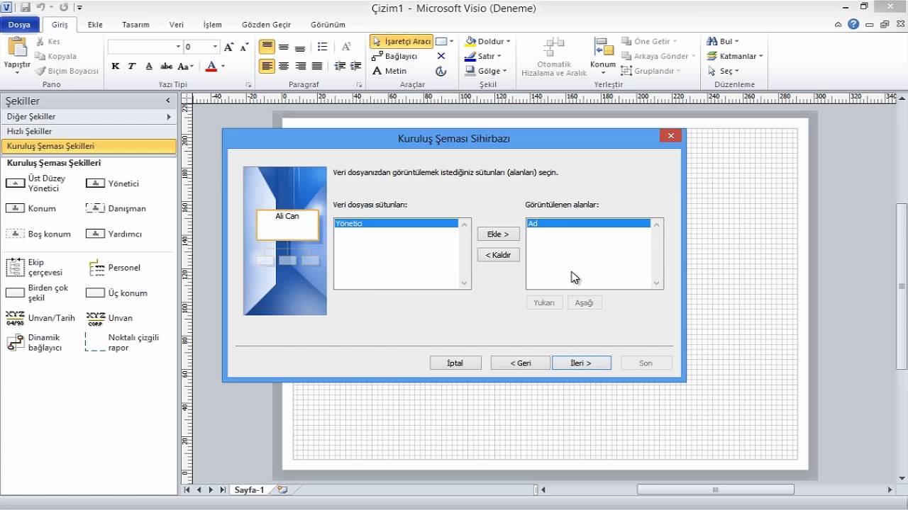MS Visio ile Kuruluş Şeması Oluşturma