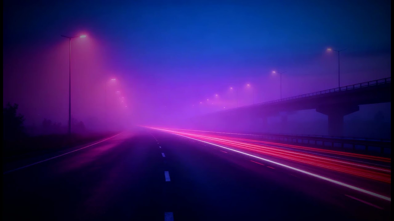 just the hum of the road.