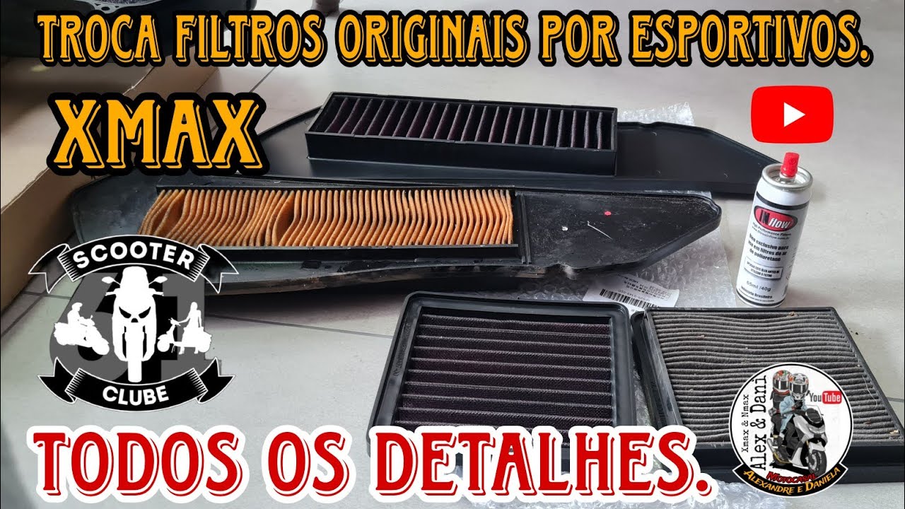 Troca  dos Filtros  Originais  Xmax , pelos Esportivos . Todos os detalhes da instalação.