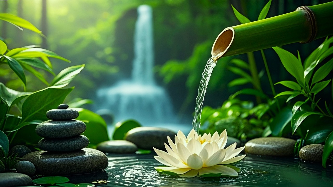 Deep Sleep Relaxing Music 🌿 Bamboo Water Sounds, Nature Ambience for Relaxing Mind