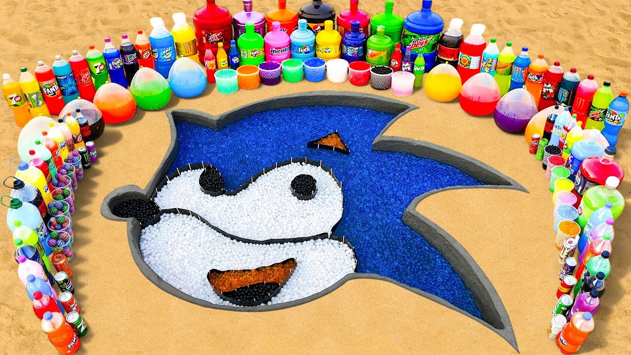 Гигантское извержение зубной пасты из Sonic Pit, большие шарики газировки, Mountain Dew, Fanta, C...