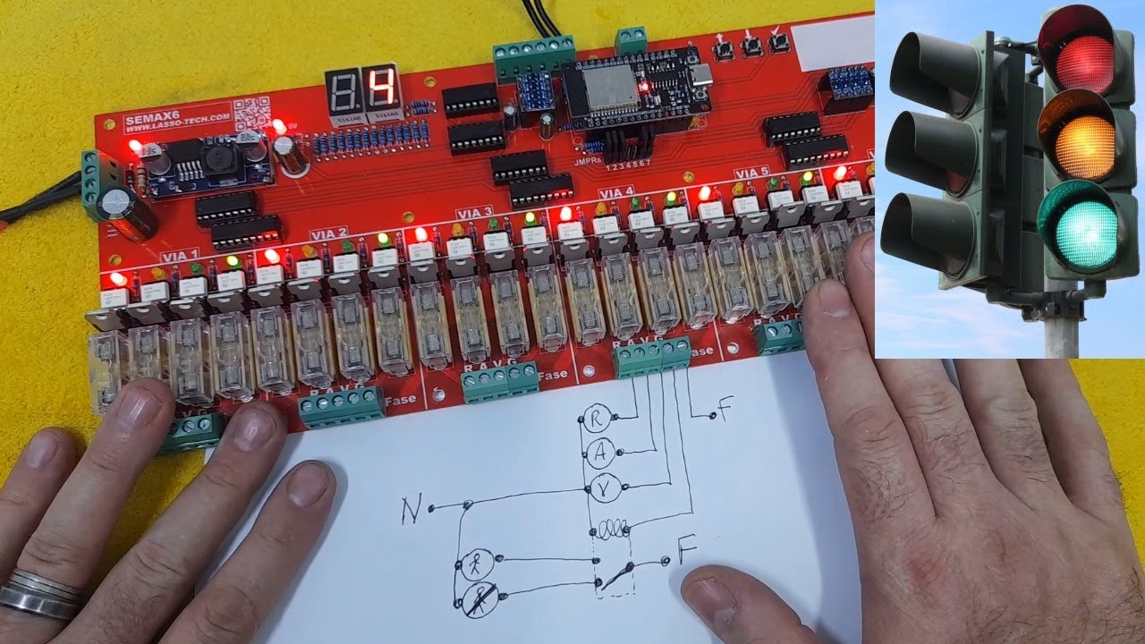 Control para Semáforo - 6 vías 220VAC / Instrucciones