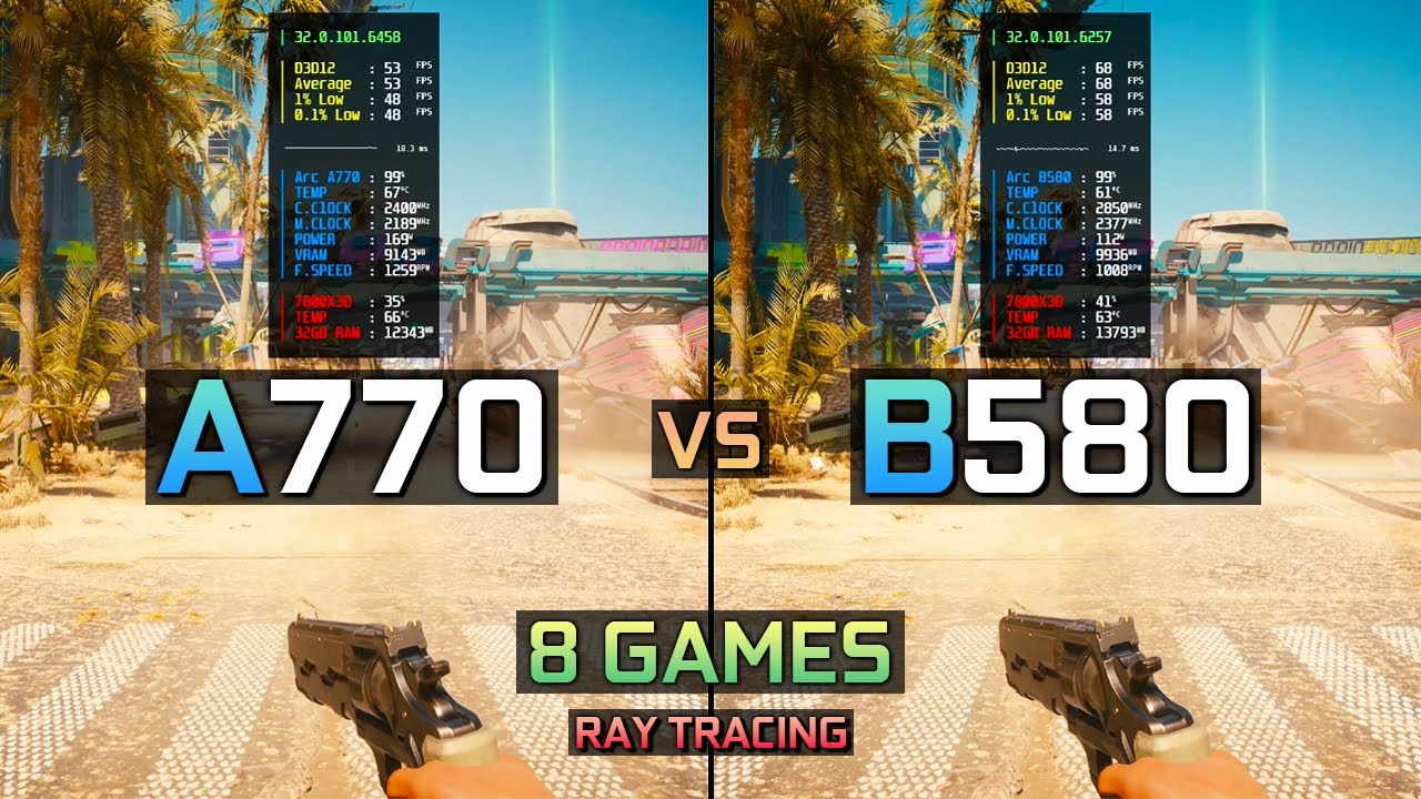 Arc A770 16GB vs Arc B580 12GB | Test in 8 Games with Ray Tracing - 1080P / 1440P