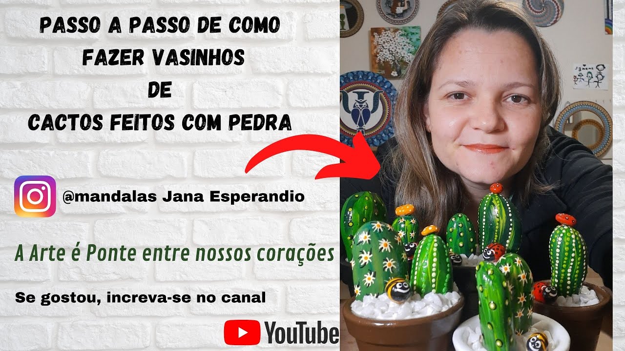 PASSO A PASSO de como fazer vasinhos de CACTOS feitos com PEDRAS