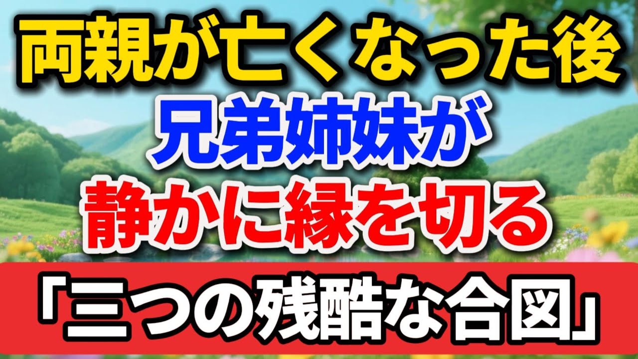 両親が亡くなった後、兄弟姉妹が静かに縁を切る「三つの残酷な合図」。【老後の物語】 #老後の暮らし #シニアライフ #終活 #人間関係 #人生経験 #感動する話 #年金生活 #生き方