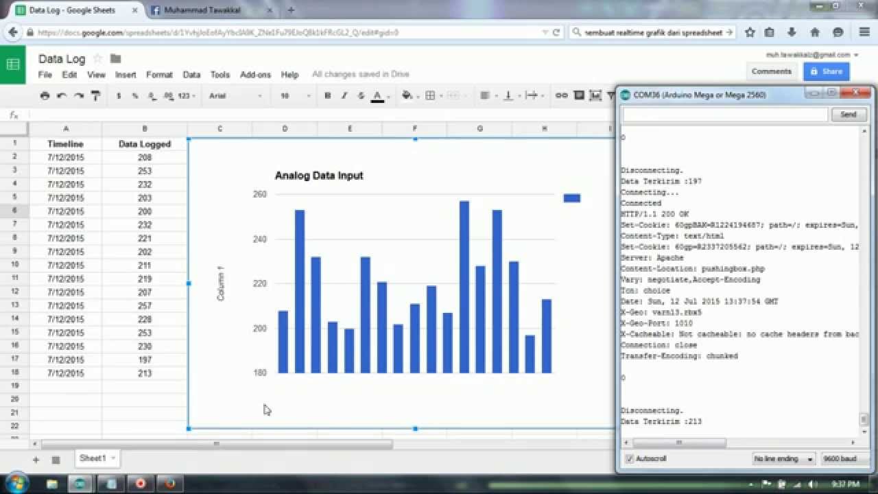Data Logging Arduino to Spreadsheet plus Realtime Graphic