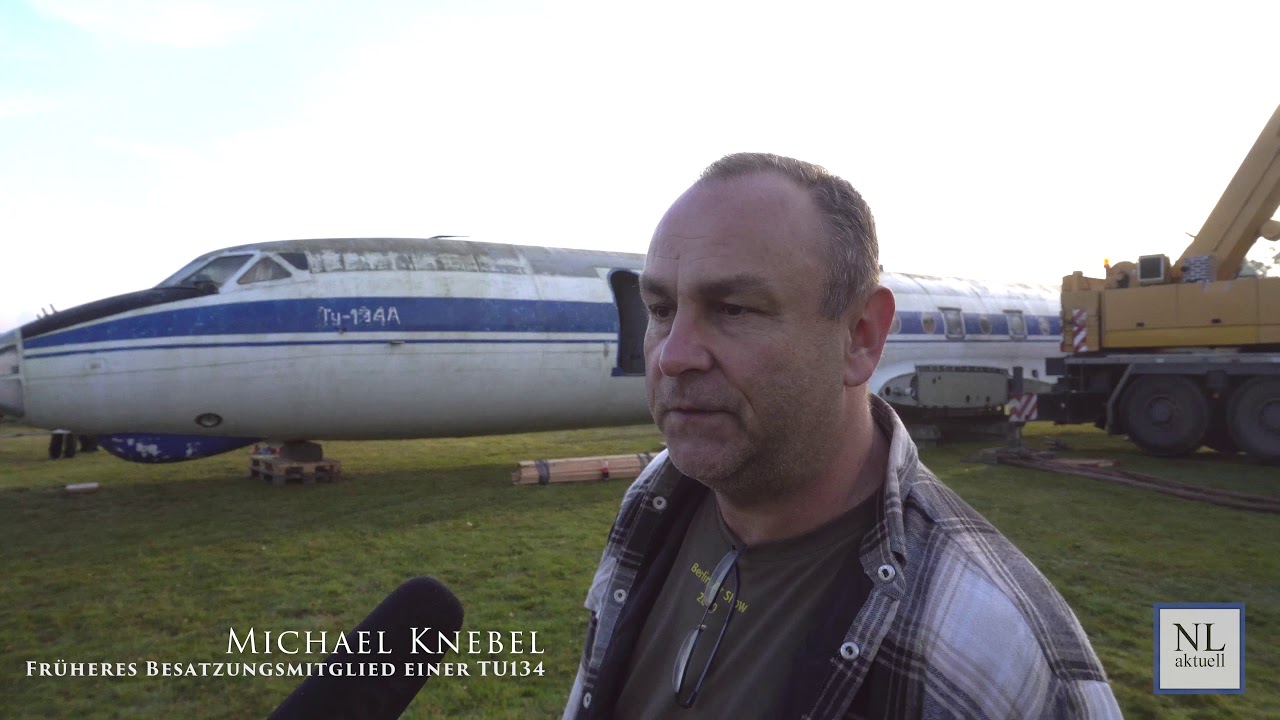 Tupolew 134 Ankunft am Flugplatzmuseum Cottbus