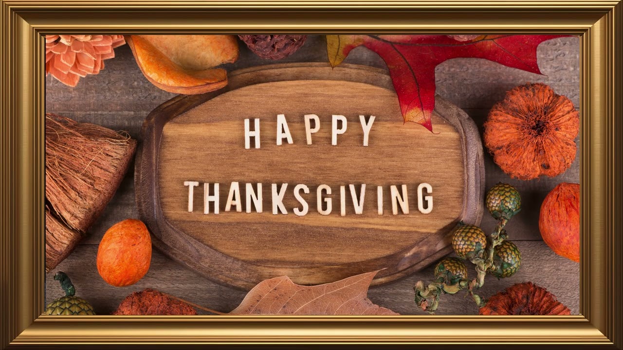 Happy Thanksgiving Art | Warm Autumn Ambience for Home | Cozy Ambience (4K) #goldenframeart