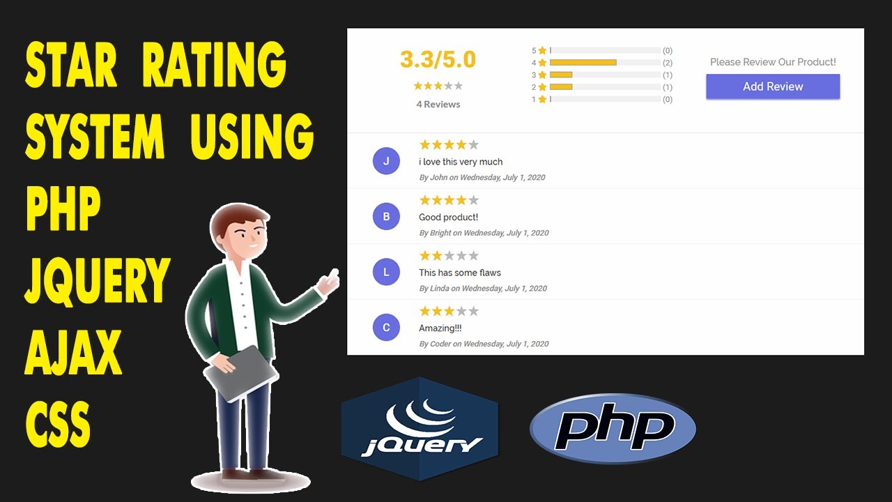 Create A Star Rating System With User Reviews | PHP Jquery AJAX | 2/2