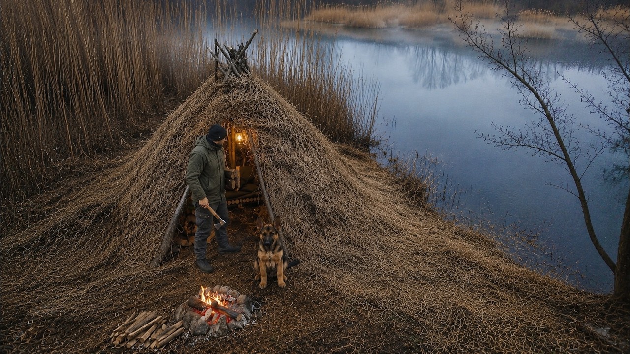 48 Hours Solo Survivor | My Puppy's First Adventure | No Tent, Only Primitive Materials