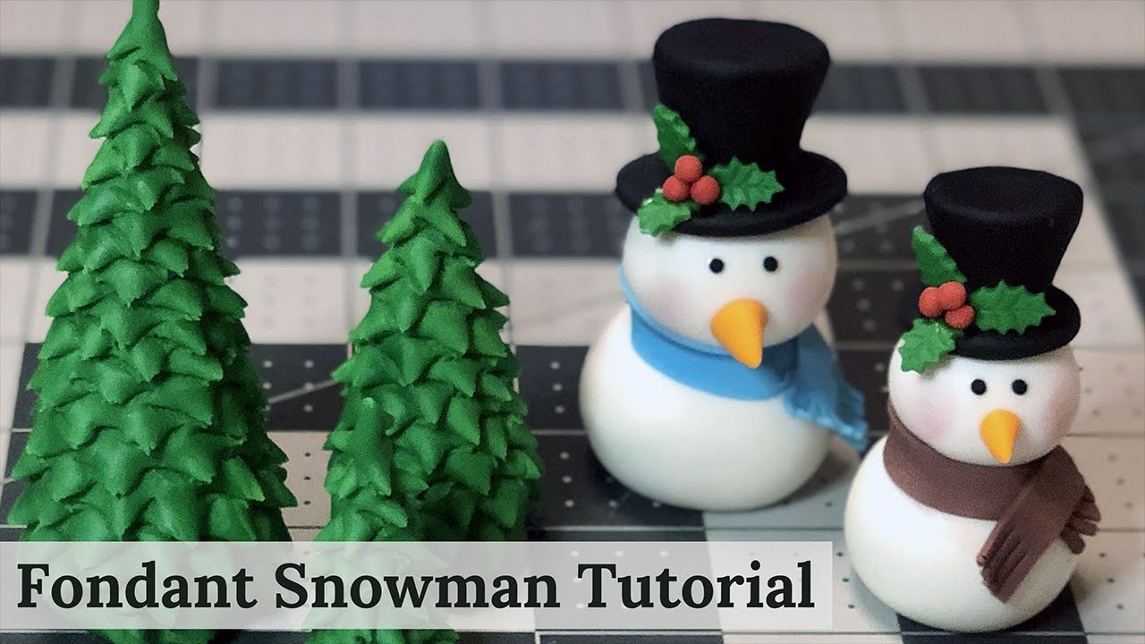 SUPER EASY AND CUTE FONDANT SNOWMAN / BONECO DE NEVE FÁCIL E FOFO !!! + BONUS FONDANT XMAS TREE