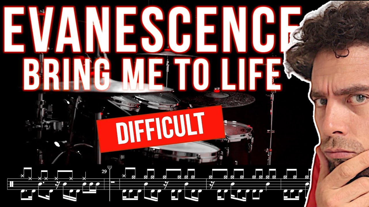 Evanescence - Bring Me To Life - Drum cover (with scrolling drum score)
