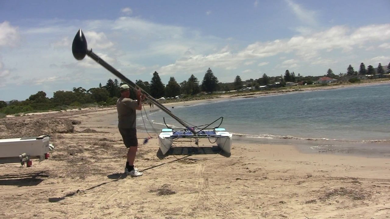 Hobie Wave - Stepping your mast solo (updated version)
