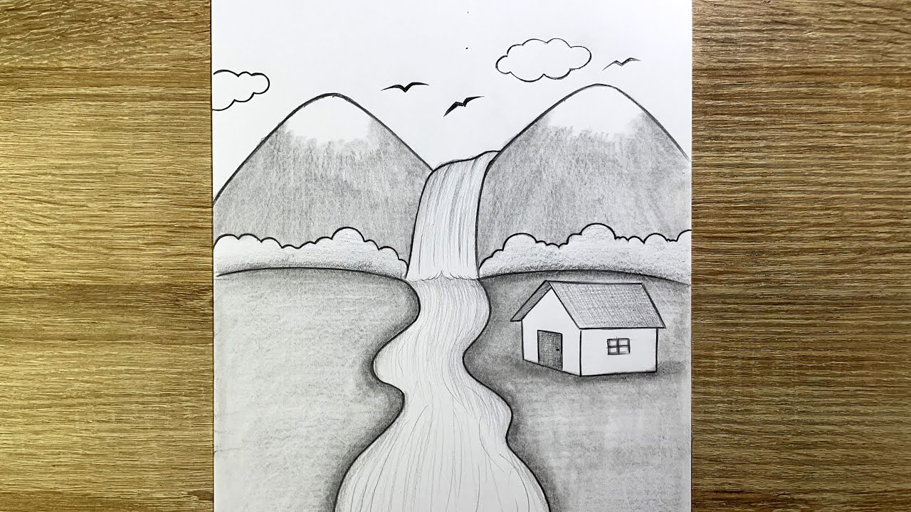 Comment dessiner un paysage &eacute;tape par &eacute;tape | Dessiner un paysage facile au crayon