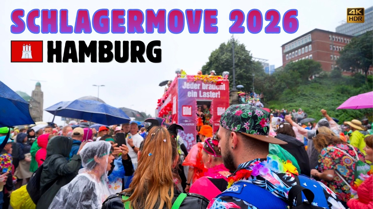 Schlagermove 2026 in Hamburg MEGA Music Street Festival 4K HDR Walking Tour Germany Open Air Party