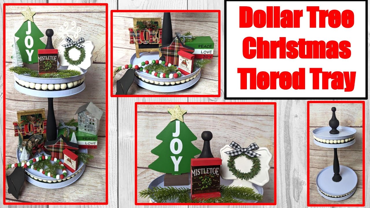 🎄⭐ DOLLAR TREE CHRISTMAS TIERED TRAY DIYS | CHRISTMAS 2022 | DOLLAR TREE DIY | WOOD CRAFTS ⭐🎄