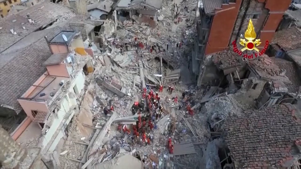 Drone footage captures devastating Italy earthquake destruction