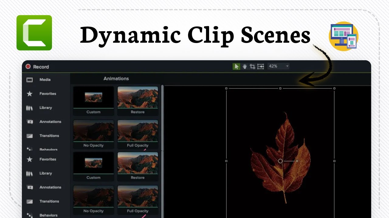 Как добавить движущиеся фоны в Camtasia (управление сценой)