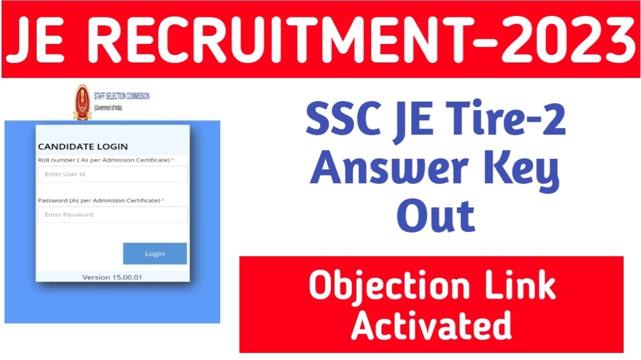 SSC JE Tire 2 Answer Key Published||Jobless Family||