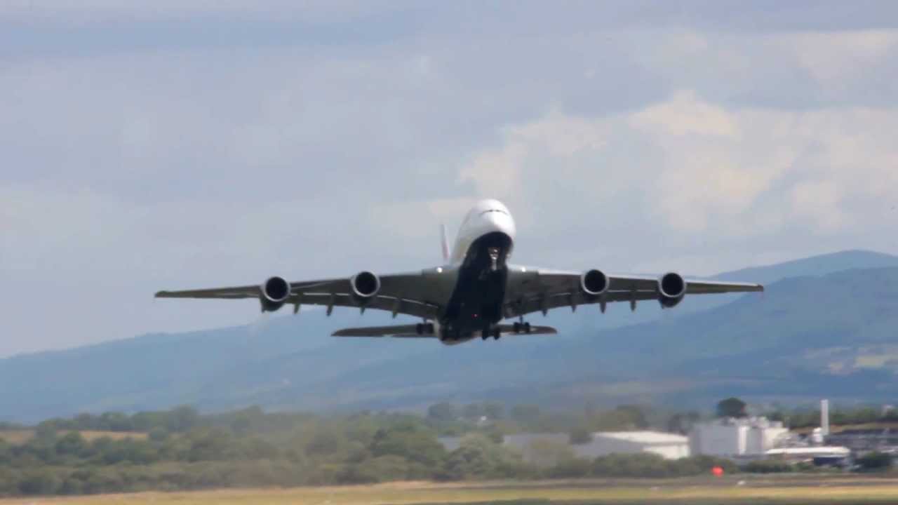 BA Airbus A380 takeoff at Shannon Airport