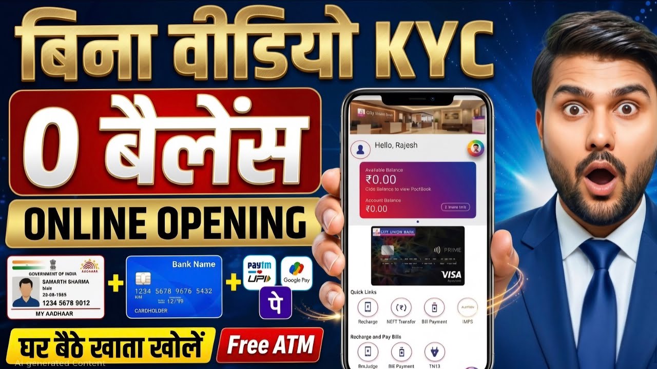 Without Video Kyc Bank Account Opening || Zero Balance - No Video Kyc Bank Account Opening 2026