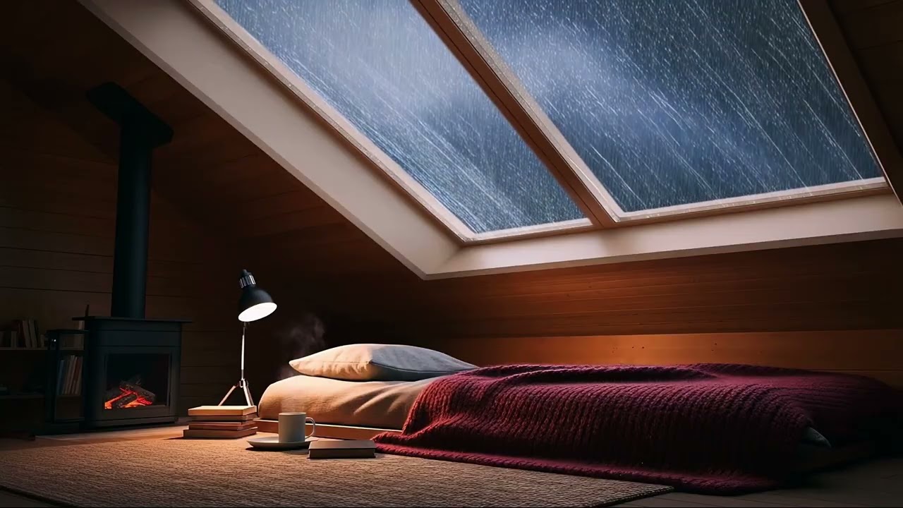 Thunder Overhead, Rain on Glass, Attic Skylight Ambience for Deep Sleep, Relaxation & Focusing