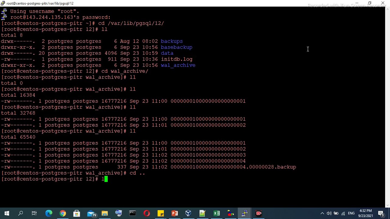 PostgreSQL Incremental Backup and Point In Time Recovery using Archive Log