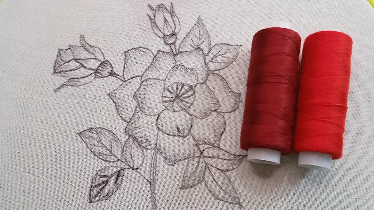 Beautiful Red Rose Hand Embroidery #embroidery #red 