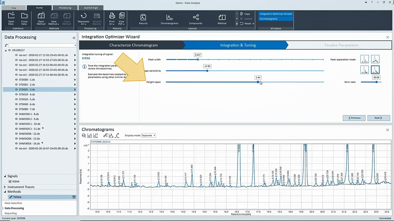 How to quickly set up optimized integration parameters in OpenLab CDS
