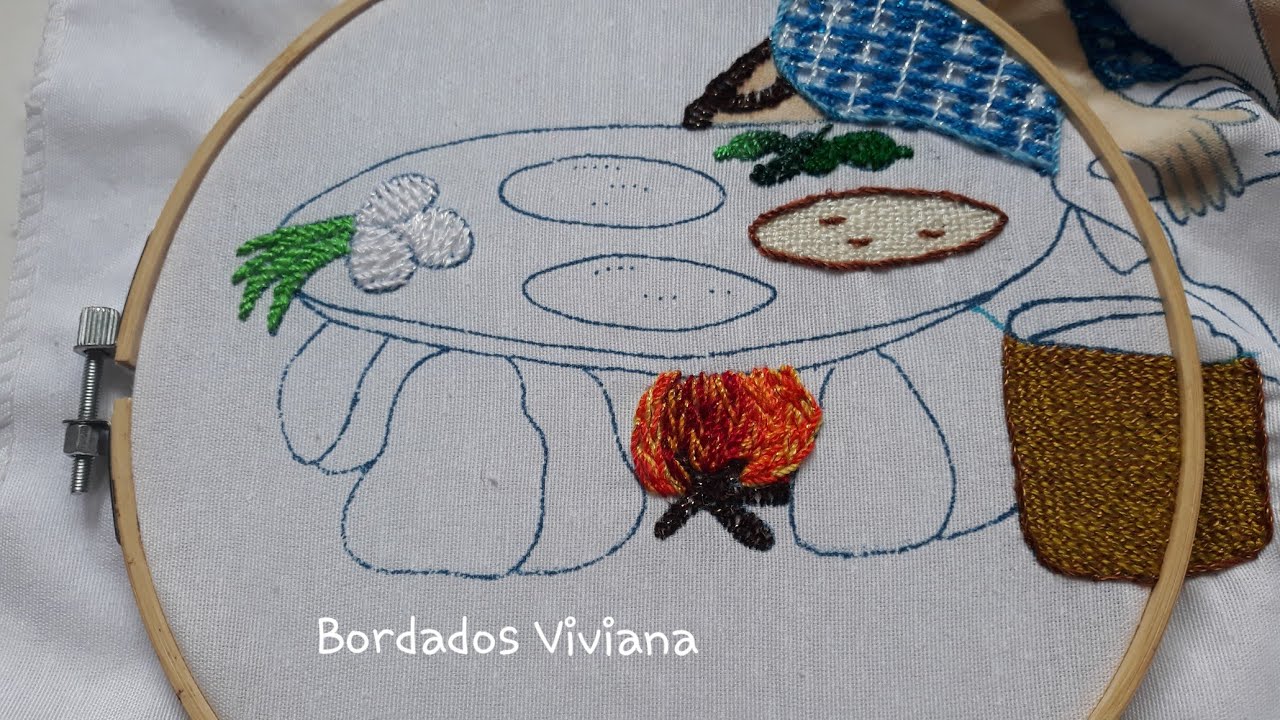 Puntadas para Bordar Tortillas,Llama de fuego,Cebollas y Chiles