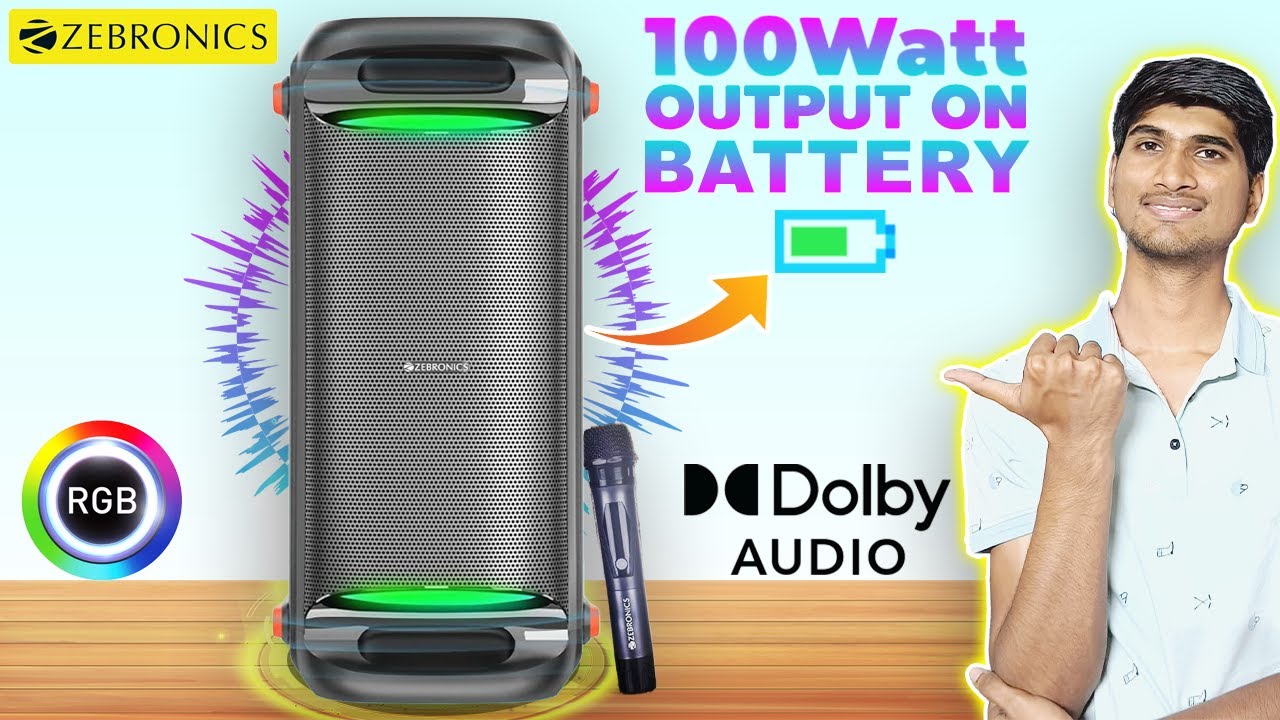 ZEBRONICS Roxor 100W DJ Speaker Review | Dolby Audio & Karaoke Mic with Recording ! #partyspeaker