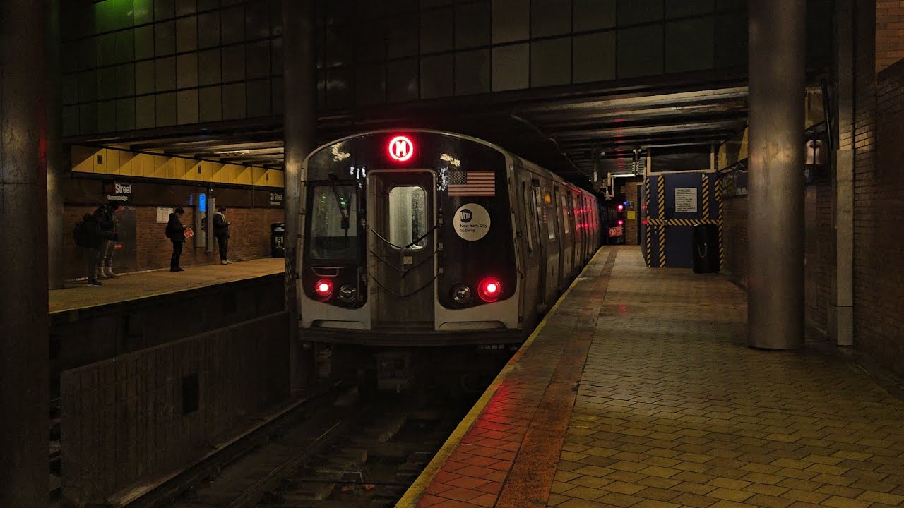 MTA NYCT Subway: Forest Hills Bound Bombardier R179 (M) Train At 21st Street Queensbridge 